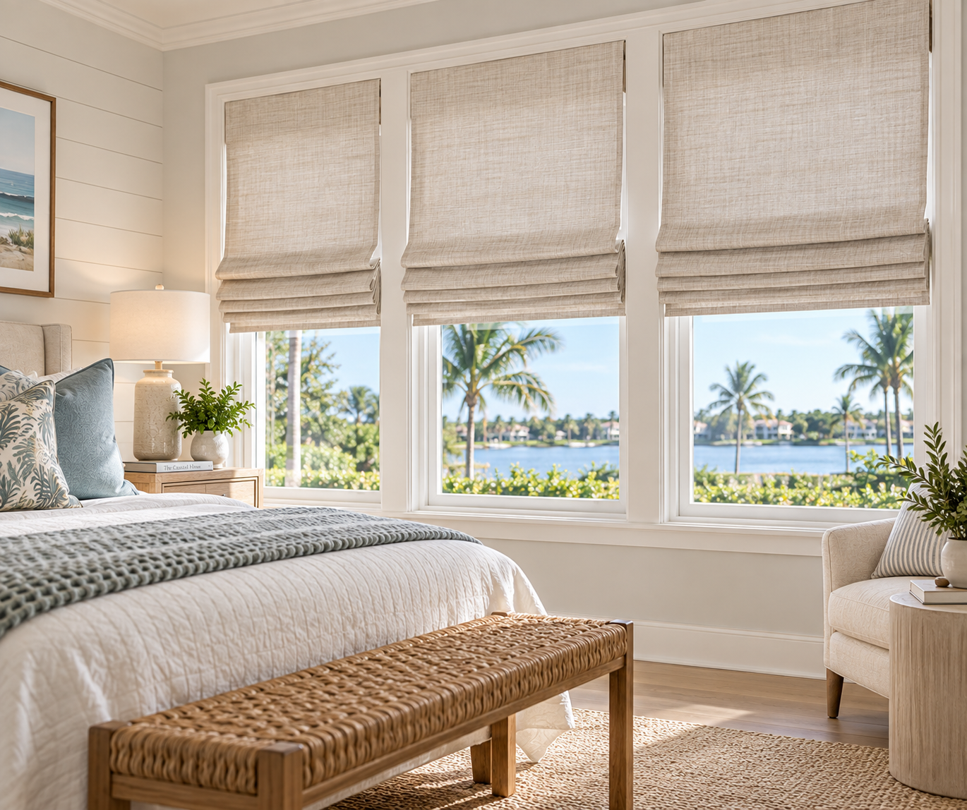 custom roman shades central florida coastal home